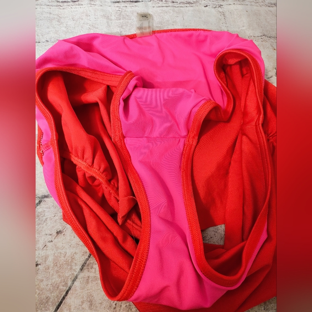 Victoria's Secret Red Swim Bikini Bottom Ruched Skirt Small - Picture 7 of 10